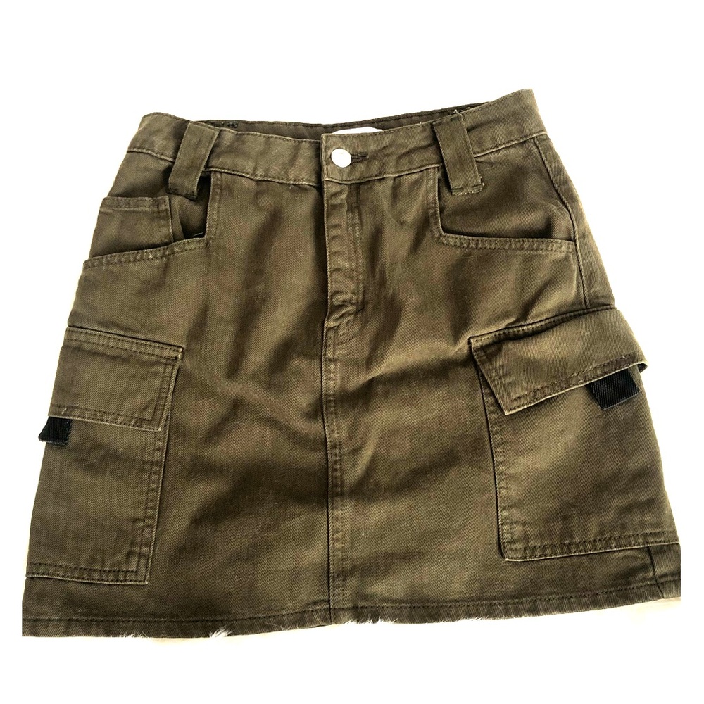 Topshop olive green jean skirt